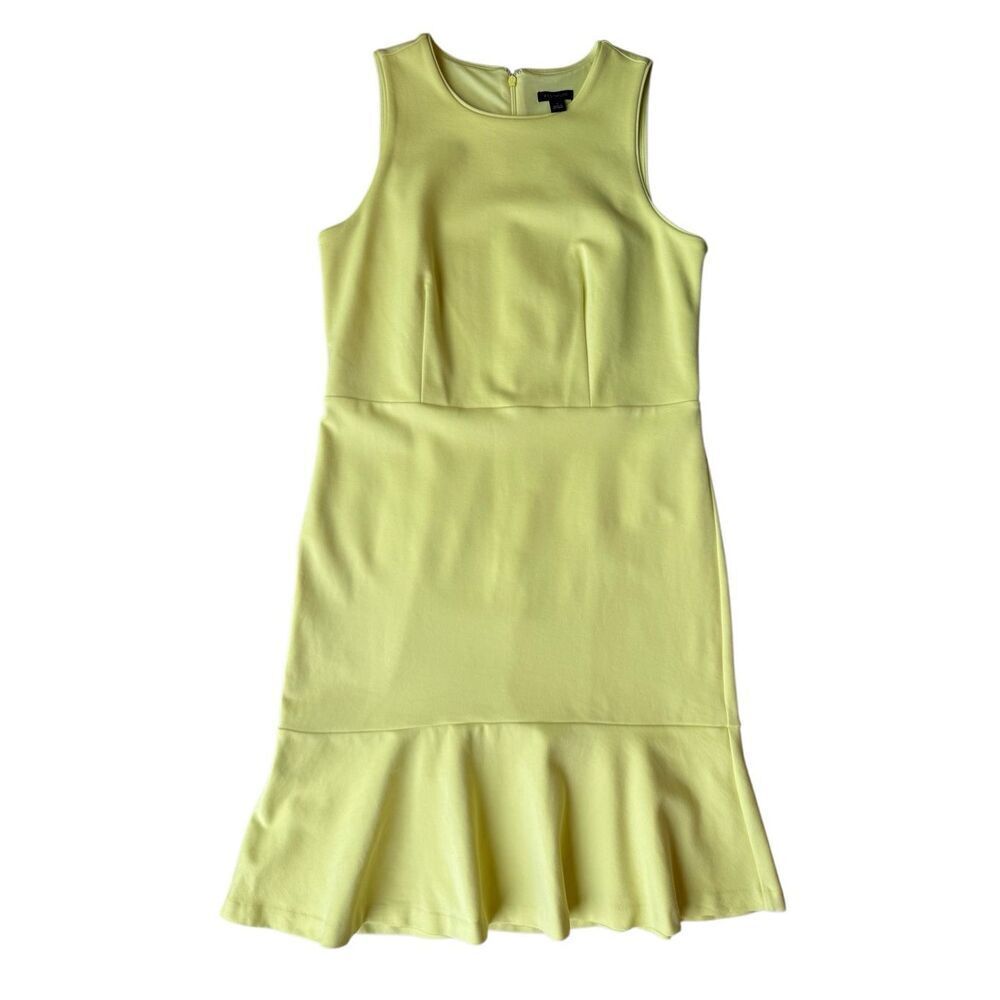 ANN TAYLOR Petite Flounce Sheath Dress In Pale Citrine Yellow Size 6